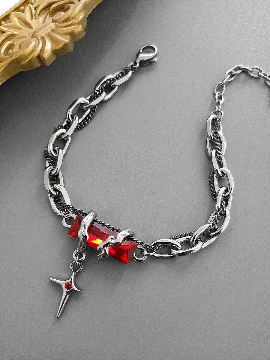 Wholesale Titanium Steel Black Diamond Star Wrap Bracelet